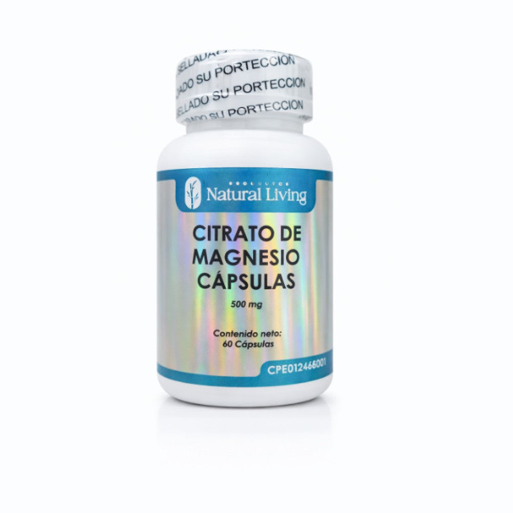 Bote de Citrato de Magnesio 500 mg Natural Living, 60 capsulas